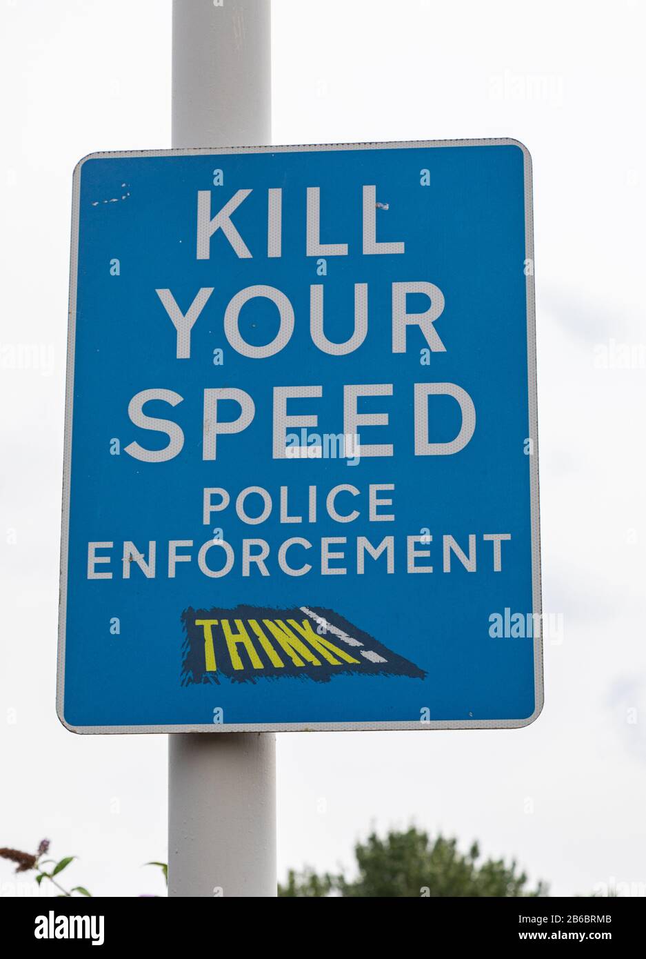 Kill your speed police enforcement sign in Wallasey Wirral August 2019 Stock Photo