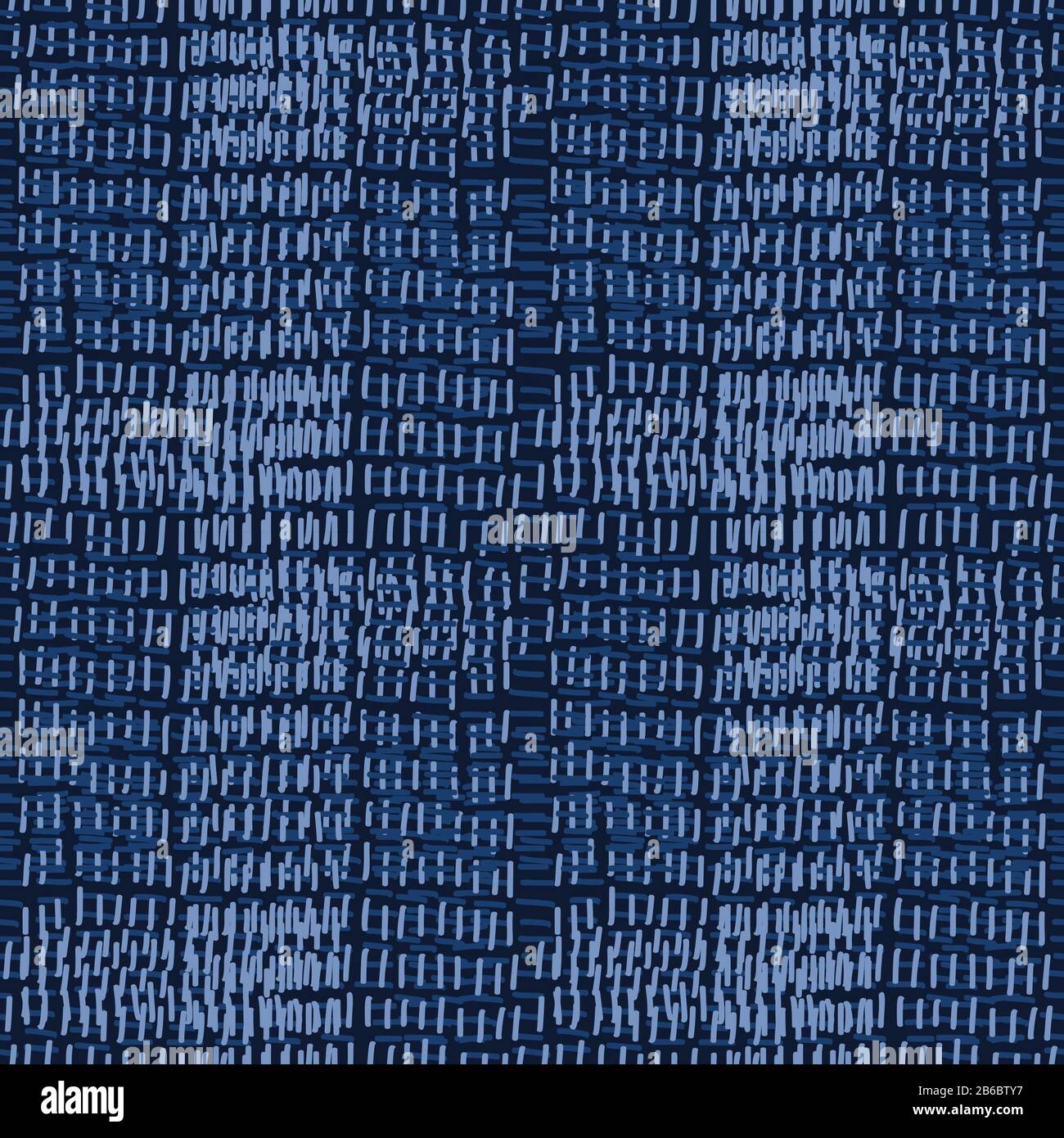 Embroidery boro patch kantha vector pattern. Asian needlework seamless background indigo blue style. Sashiko running hand stitch. Texture textile Stock Vector