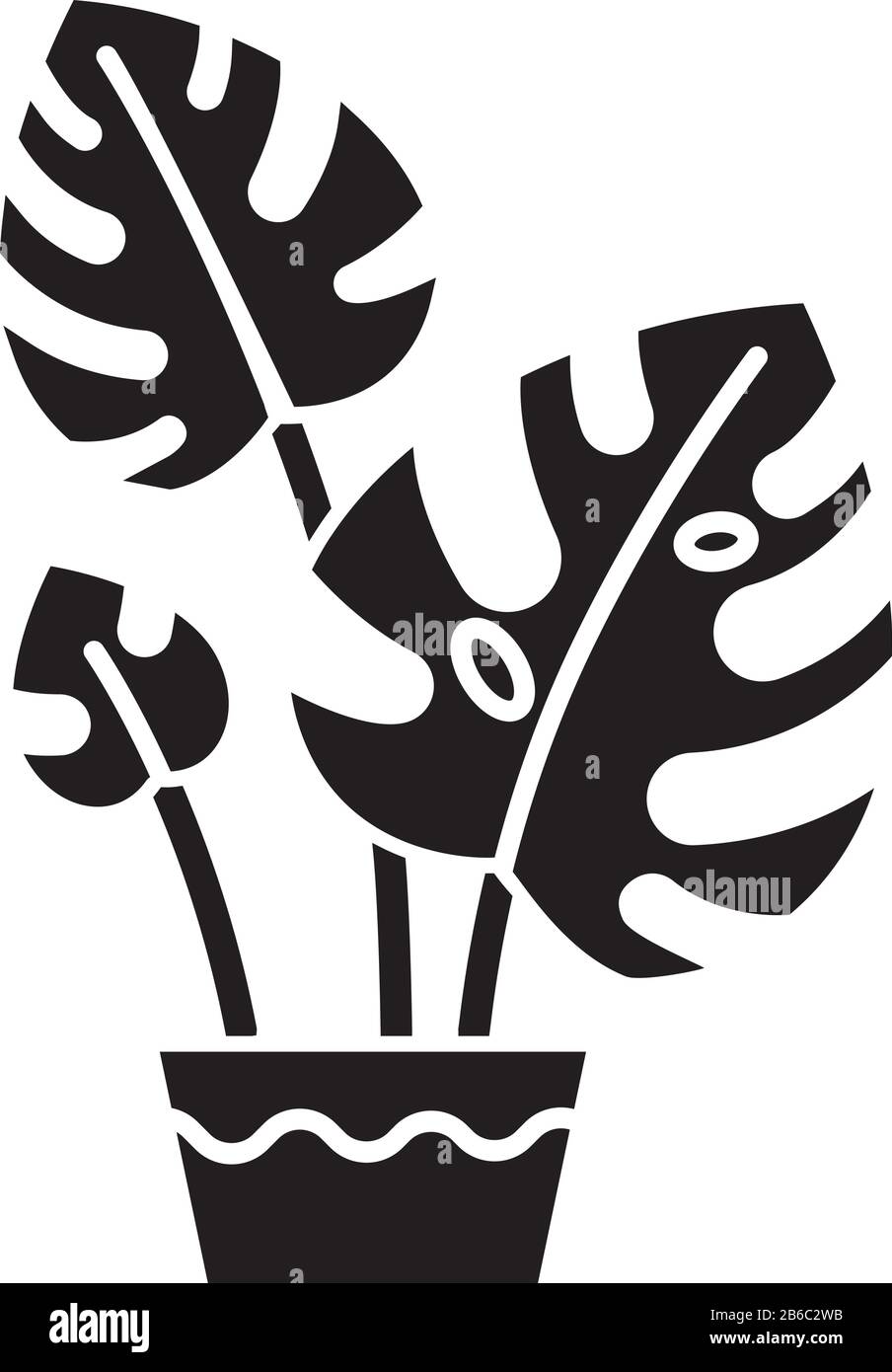 Monstera deliciosa black glyph icon. Swiss cheese plant. Philodendron.  Indoor plant with split leaves. Decorative leafy houseplant. Silhouette  symbol Stock Vector Image & Art - Alamy