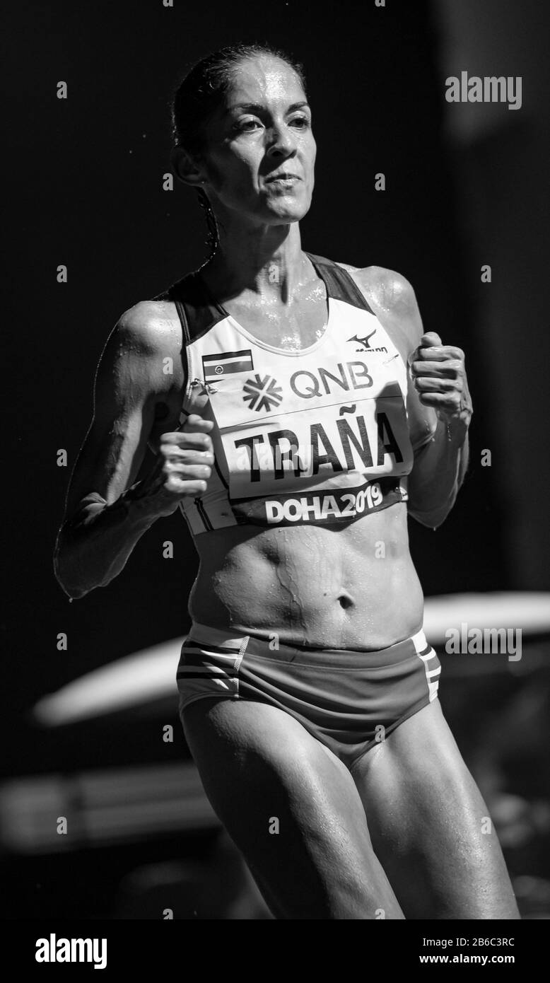 DOHA - QATAR - SEP 27: Gabriela Traña (CRC) competing in the women’s marathon during day one of 17th IAAF World Athletics Championships Doha 2019 at Stock Photo