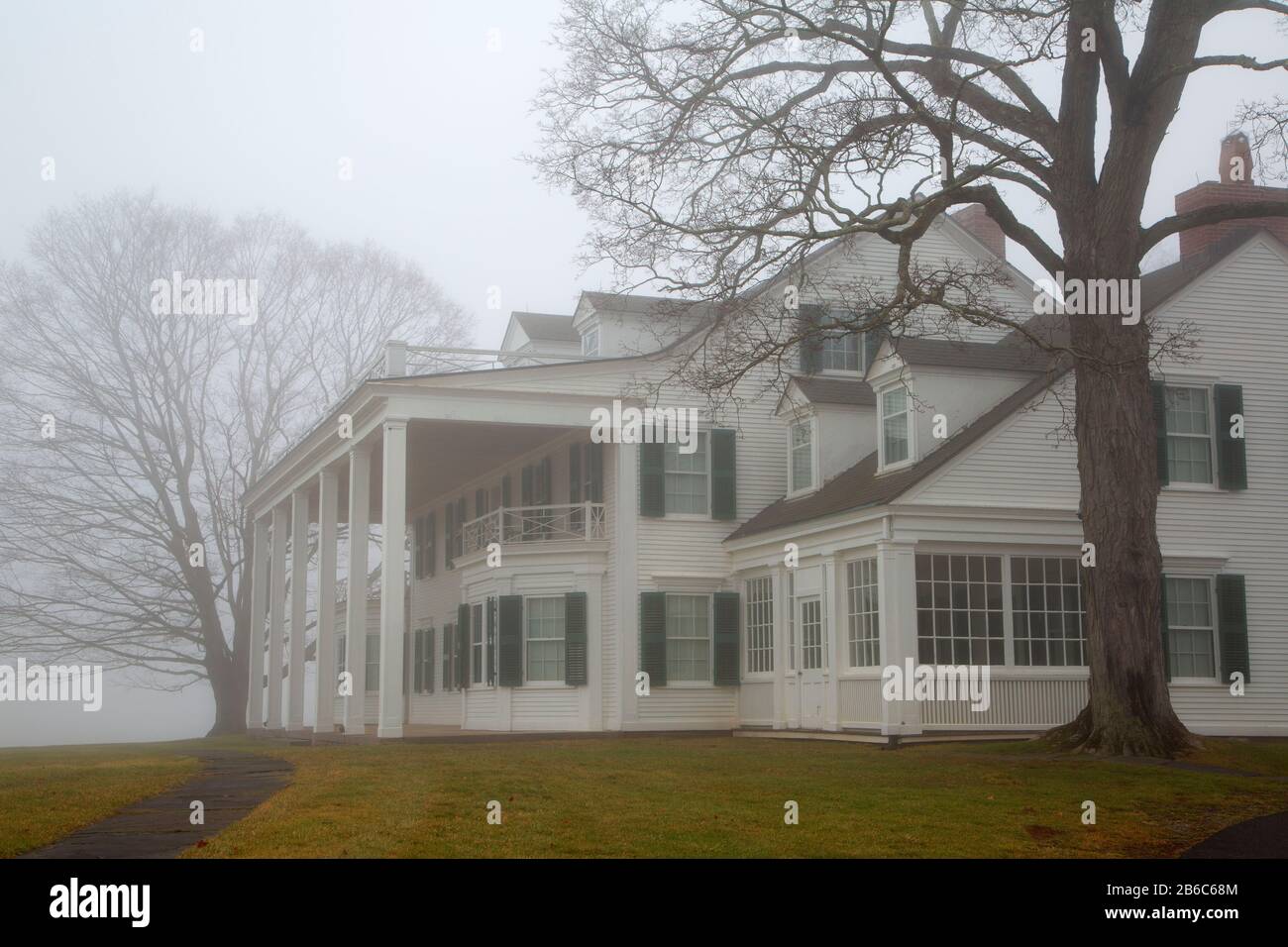 Pope Riddle House in fog, HillStead Museum, Farmington, Connecticut