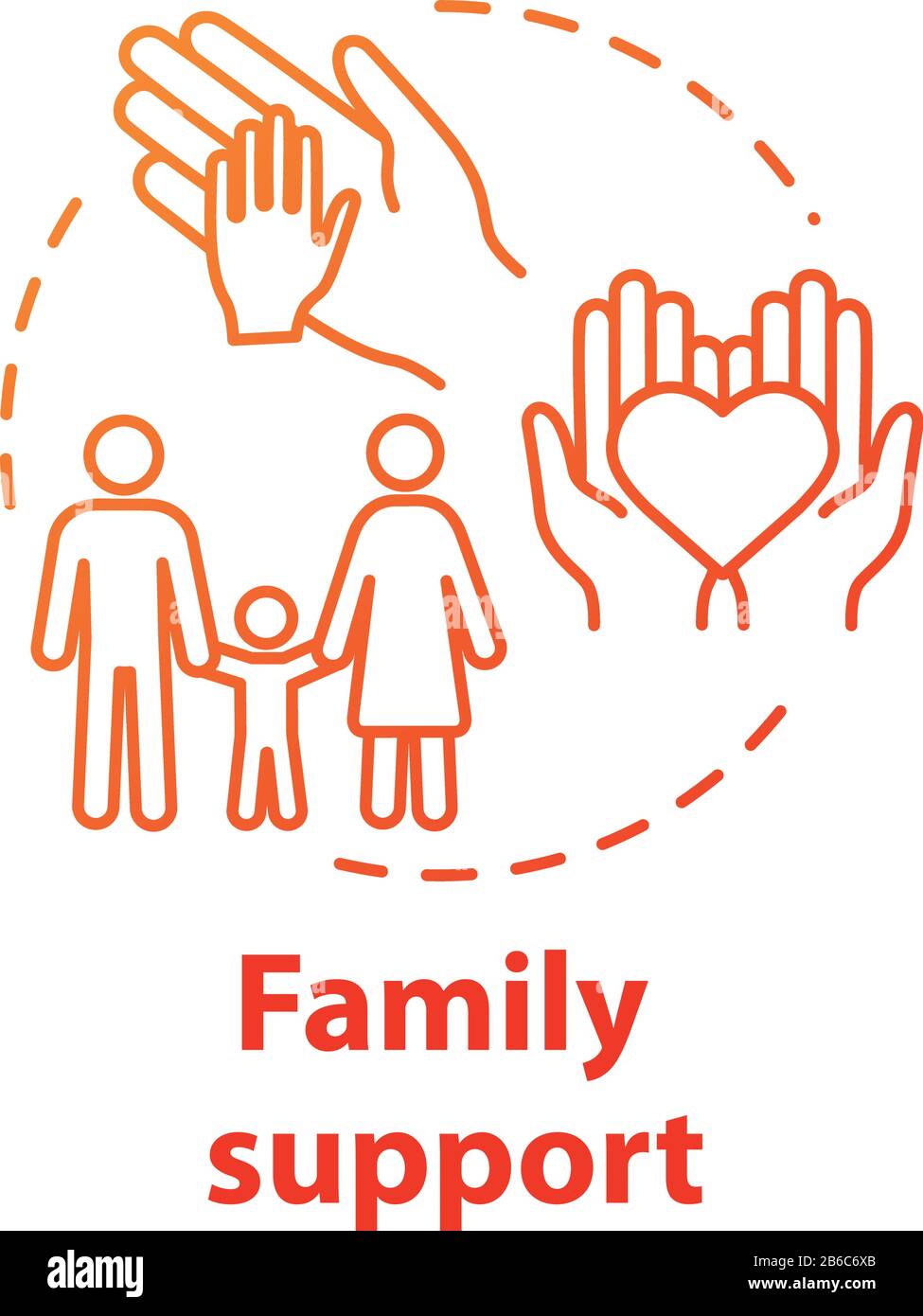 Family support concept icon. Parental care. Relatives backing. Family unity, protection, help