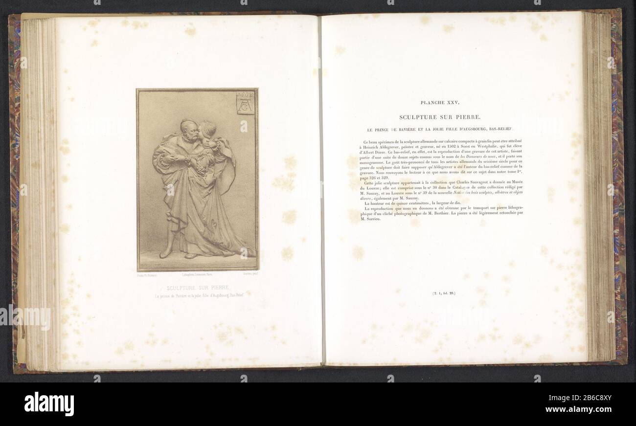 Bas-relief in stone, depicting a dancing paarLe prince of Bavaria et la jolie  fille d'Augsbourg bas-relief (title object) Sculpture sur pierre (series  title) Property Type: photomechanical print page Item number: RP  F-2001-7-192A