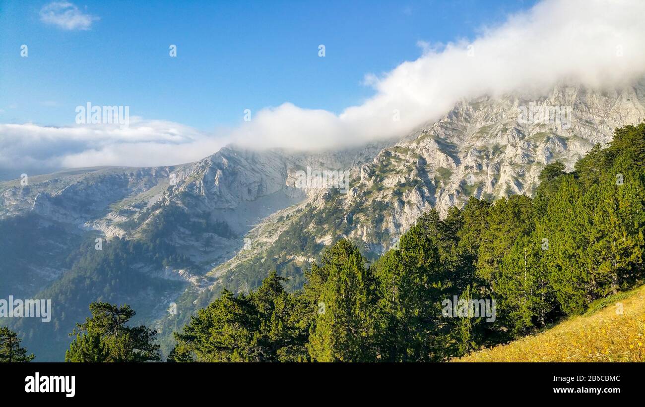 mountain landscape in greece olympus national park Stock Photo