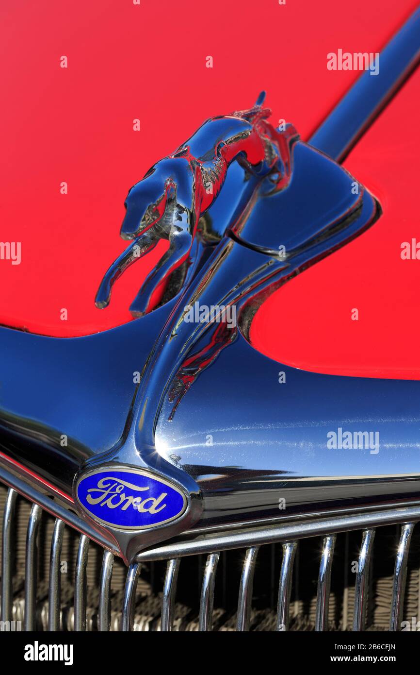 Hood ornament, 1934 Ford 2 Door Sedan (Tudor), Annual Rod Run, Temecula