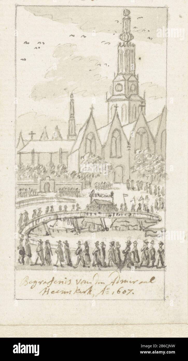 Funeral of Jacob van Heemskerck in the Oude Kerk in Amsterdam, 1607 Funeral of Jacob van Heemskerck in the Oude Kerk in Amsterdam, 1607 Object Type : drawing design history sheet Item number: RP-T 00-1573Catalogusreferentie: FMH 1245 [b] Description: Funeral of Jacob van Heemskerck in the Old Kerk in Amsterdam, 8 June 1607. the funeral procession draws along the canal to the Oude Kerk. Draft prent. Manufacturer : artist: Simon Fokke Place manufacture: Netherlands Date: 1722 - 1784 Physical features: pencil with pen and brush in brown, doorgegriffeld Material: paper ink pencil Technique: pen / Stock Photo