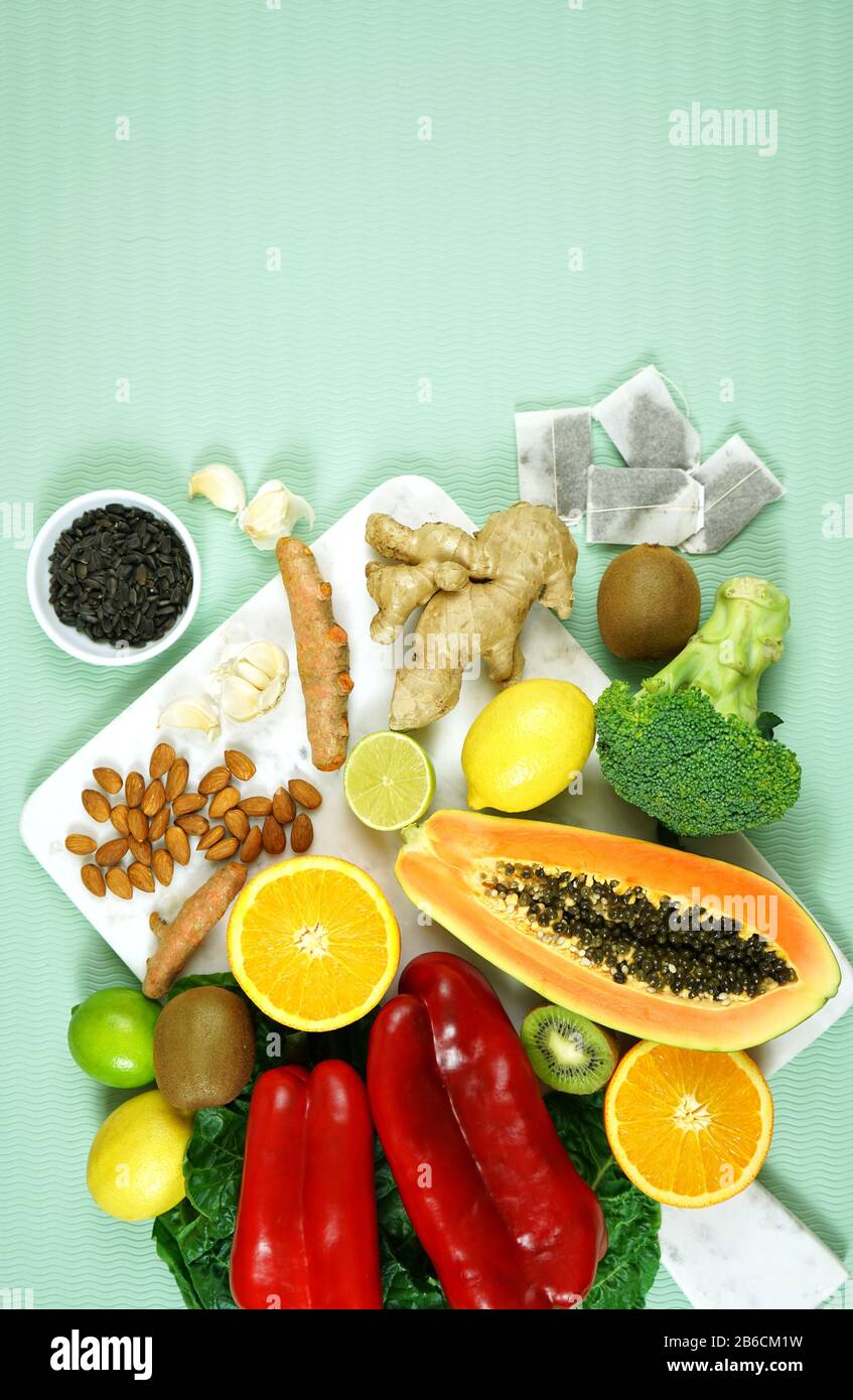 Foods that boost the Immune System. Citrus, red bell peppers, broccoli