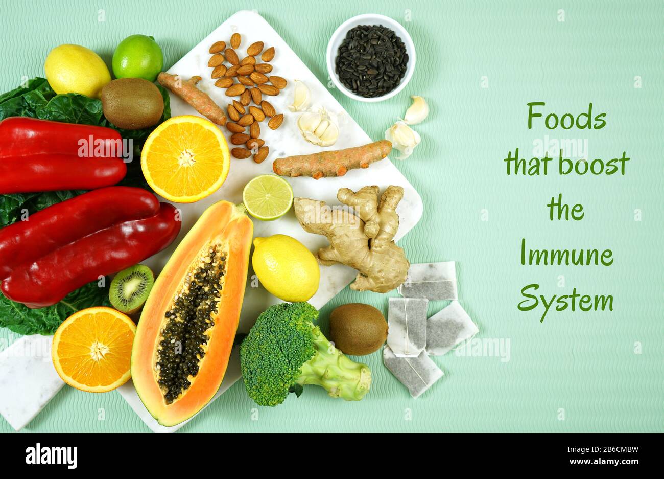 Foods that boost the Immune System. Citrus, red bell peppers, broccoli
