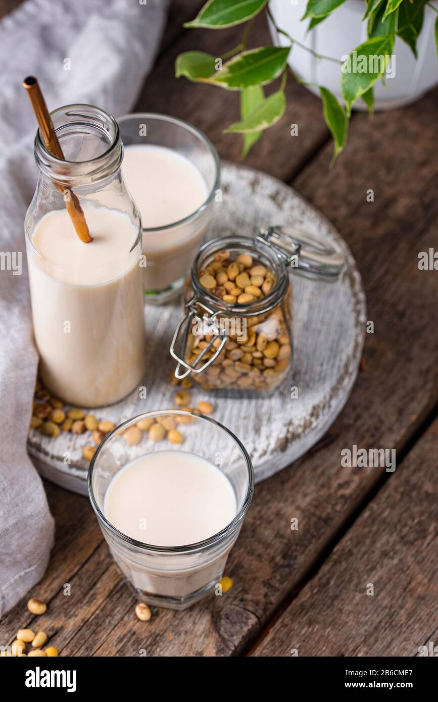 Non dairy vegan soy bean milk Stock Photo Alamy