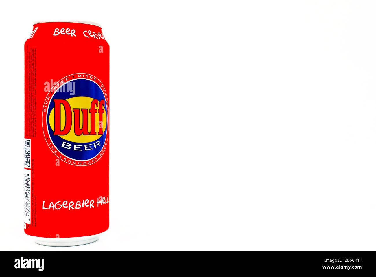 DUFF Beer, the legendary beer produced by Duff beverage GmbH Stock Photo