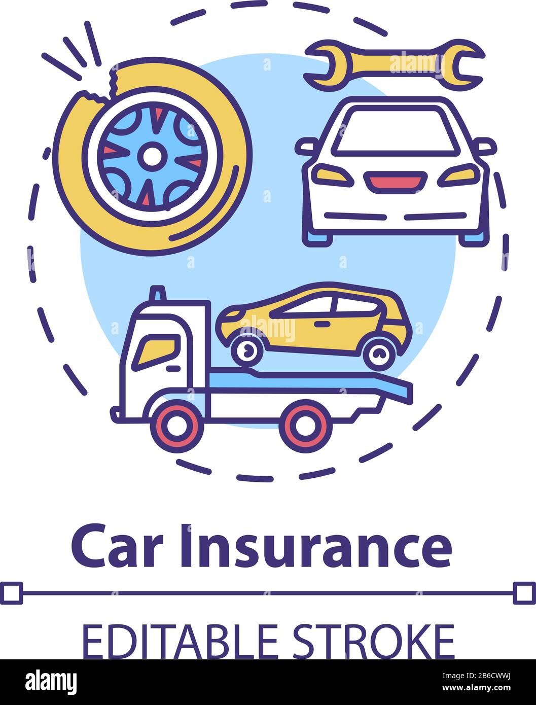 Car insurance concept icon. Auto wreck. Collision damage. Accident