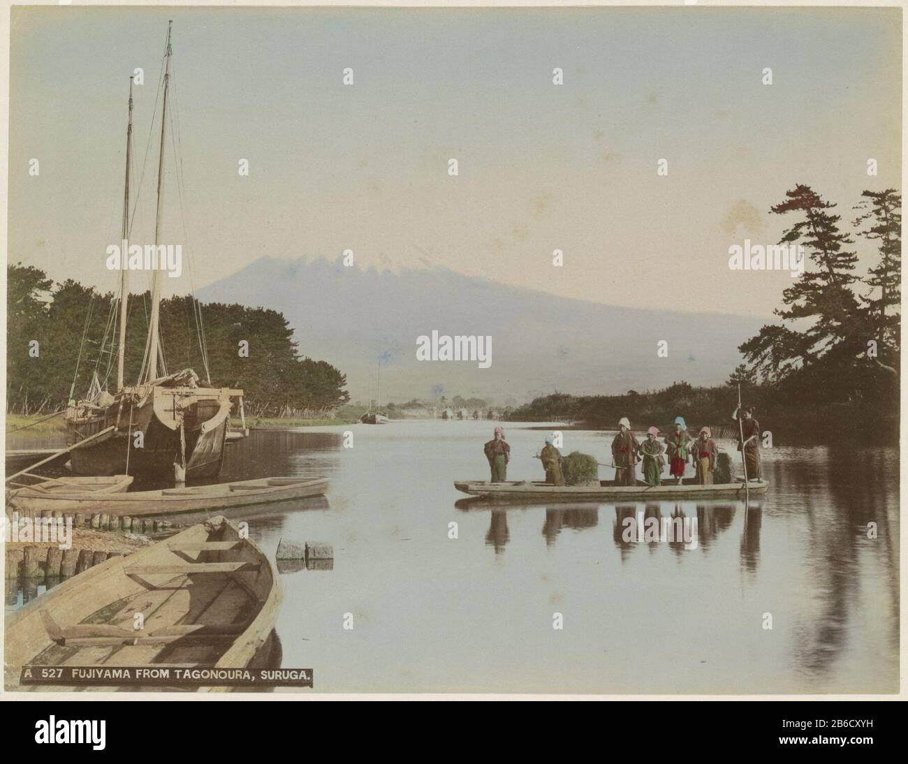 Mount Fuji As Seen Over A Water At Tagonoura With People In The Foreground On A Boat Fujiyama From Tagonoura Suruga Title Object Part Of Travel Album With Pictures Of Seen That