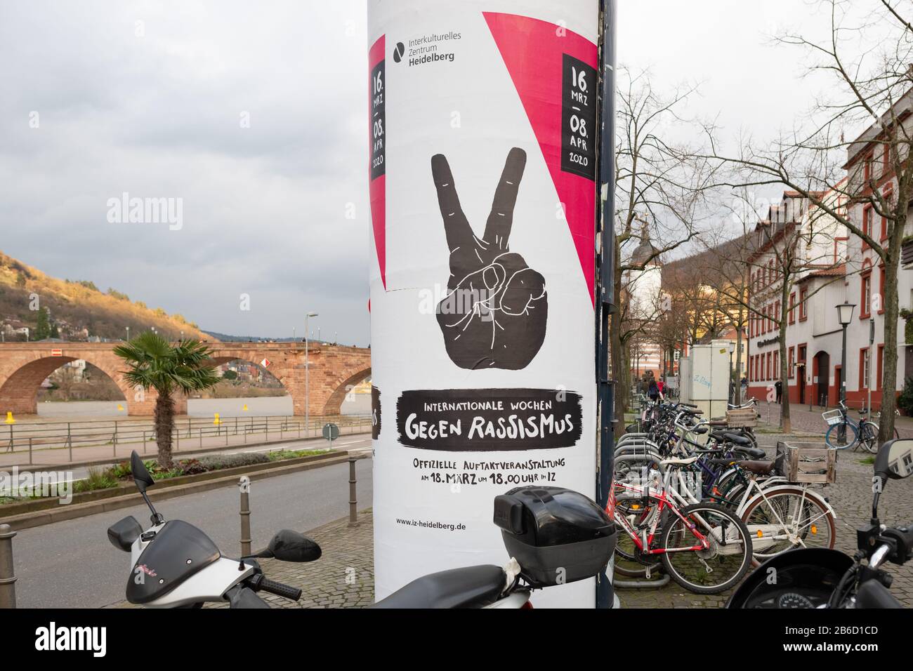 International Weeks Against Racism 2020 advertising poster, Heidelberg, Germany Stock Photo