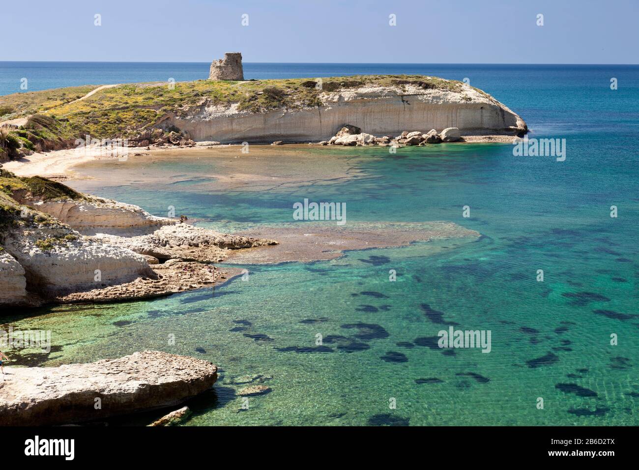 Seascape of Sardinia. Aragonese watching tower. Stock Photo