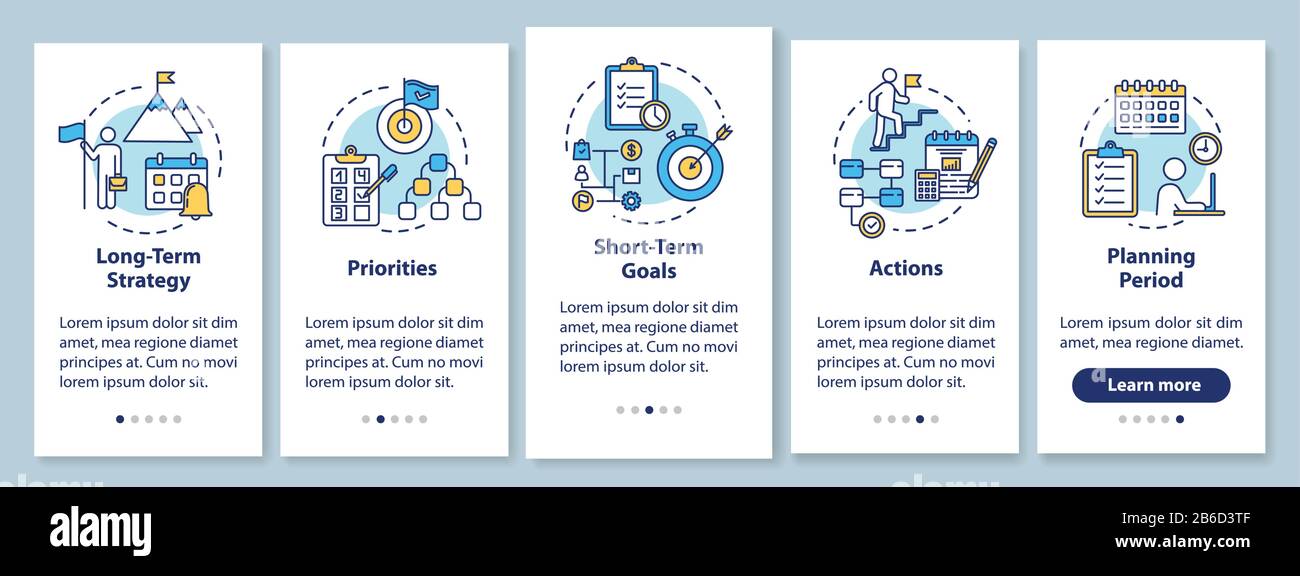 Building goals onboarding mobile app page screen with concepts ...