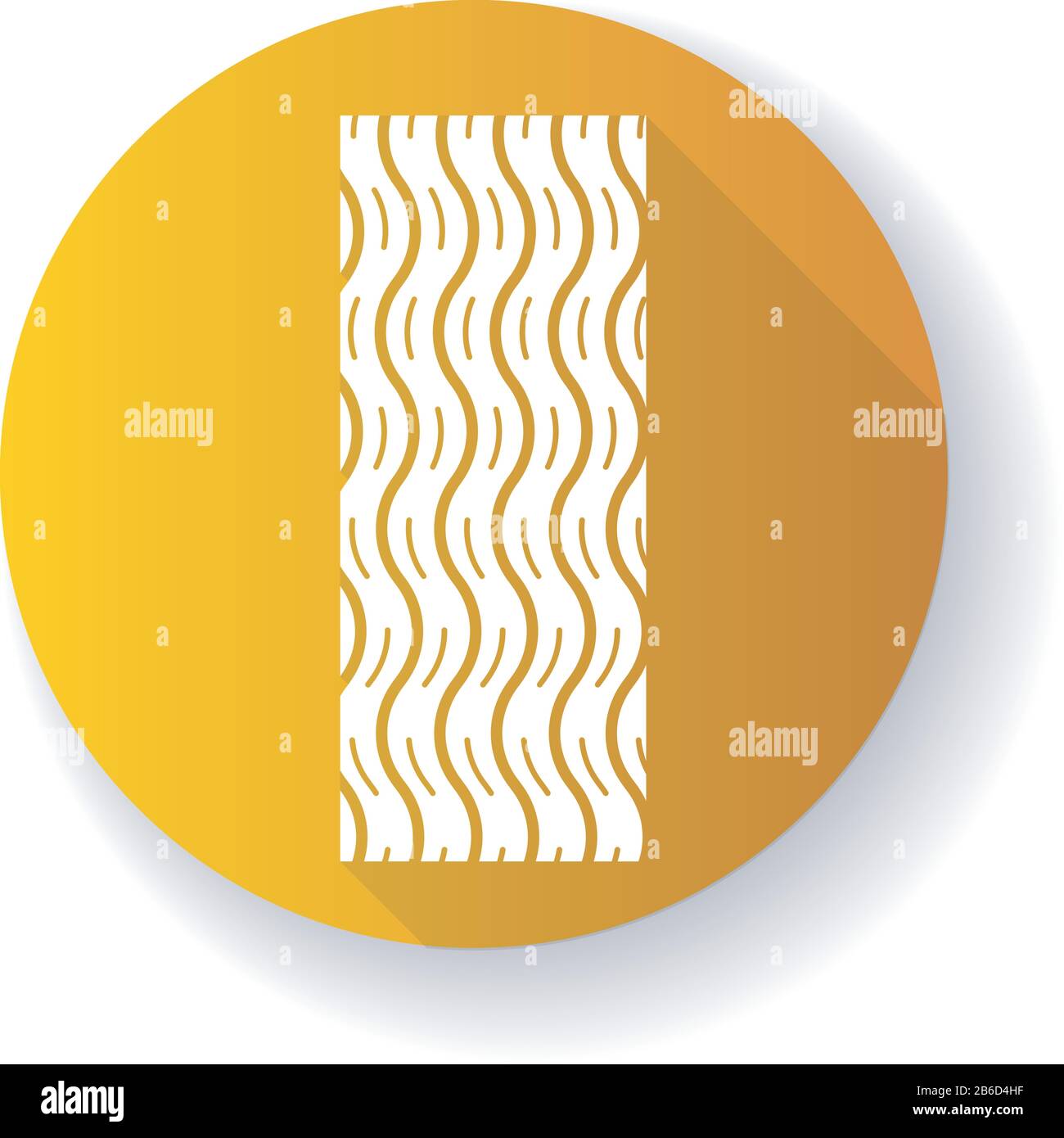 Tire tread yellow flat design long shadow glyph icon. Detailed automobile, motorcycle wave-shaped tyre marks. Car wheel trace with thin grooves Stock Vector