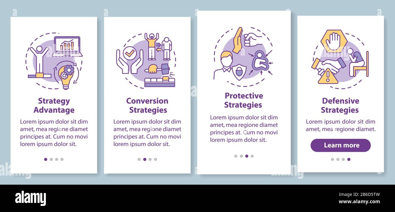 Business strategies onboarding mobile app page screen with concepts ...
