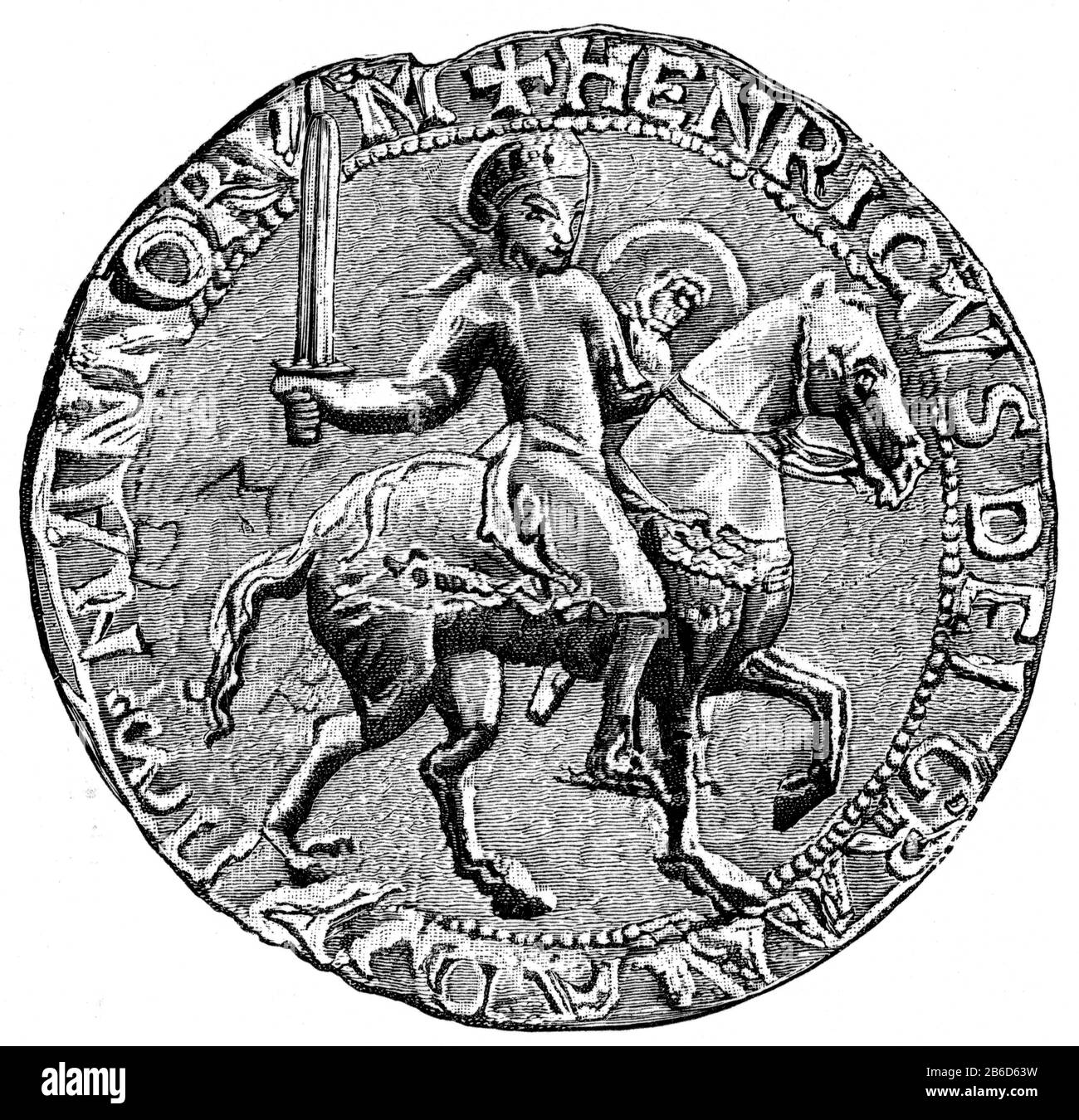 Great Seal of Henry I. The seal of Henry I (c1068-1135), aka Henry Beauclerc, King of England from 1100 to his death in 1135. Stock Photo