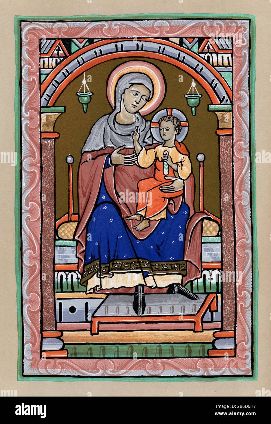 Prefatory miniature of the Virgin and Child, c1200. British Library shelfmark: Royal 2 A. XXII, f.13v. The Westminster Psalter is an English illuminated psalter. It is the oldest surviving psalter used at Westminster Abbey, and is presumed to have left Westminster after the Dissolution of the Monasteries. Stock Photo