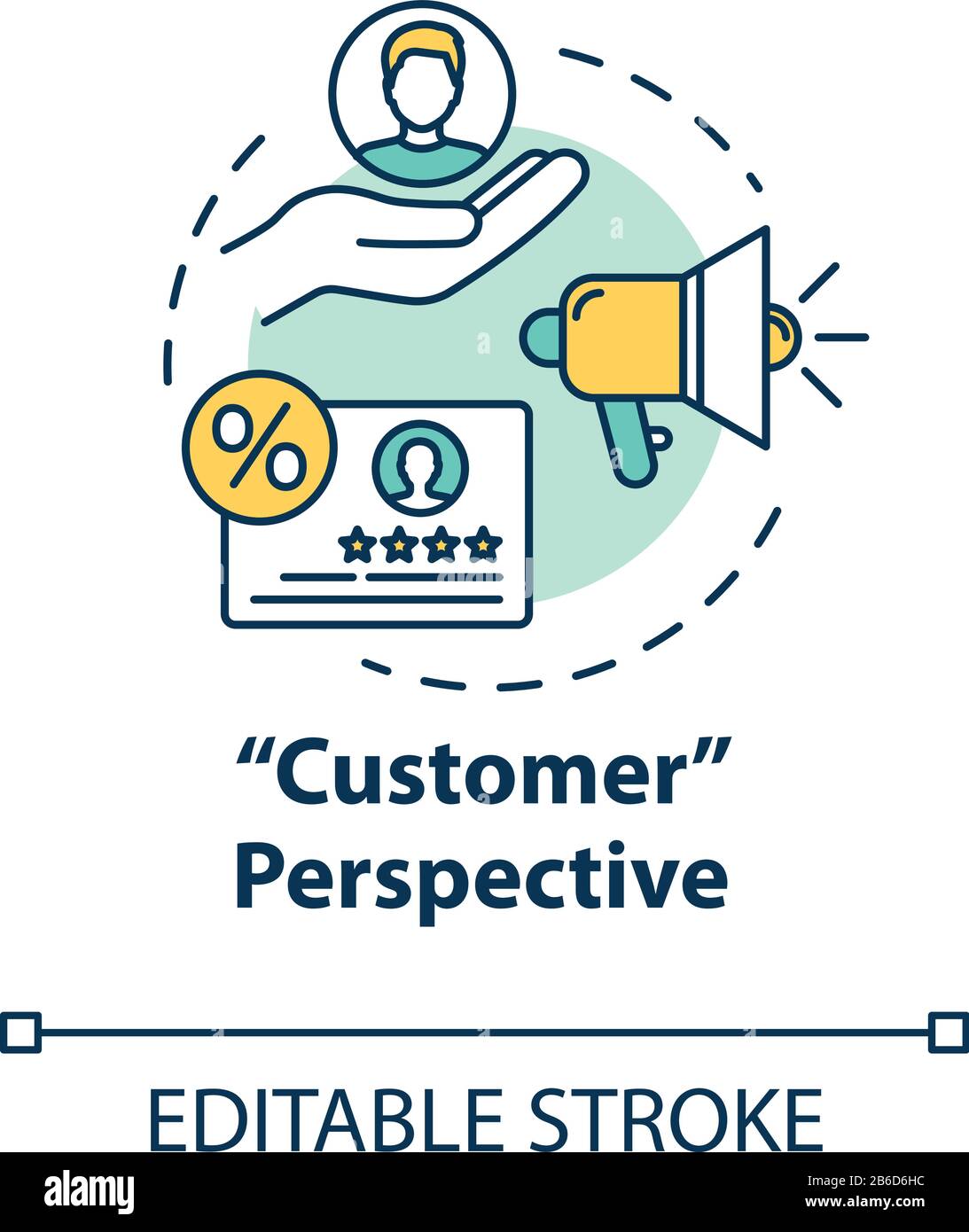 Customer perspective concept icon. Potential clients. Building audience. Sales prospect. Market share growth idea thin line illustration. Vector Stock Vector
