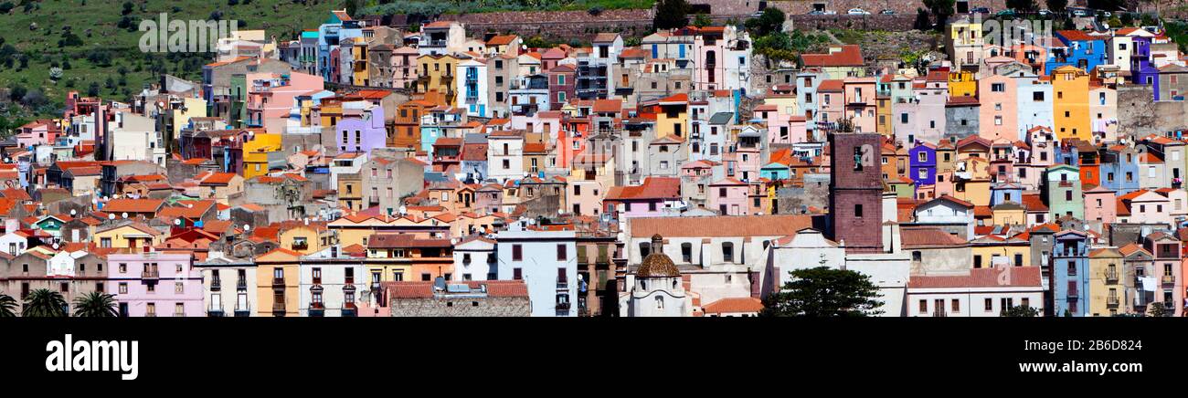 Colourful houses, Bosa, Sardinia, Italy, Europe Stock Photo