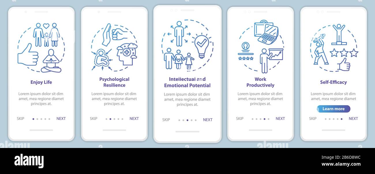 Mental health onboarding mobile app page screen with concepts ...