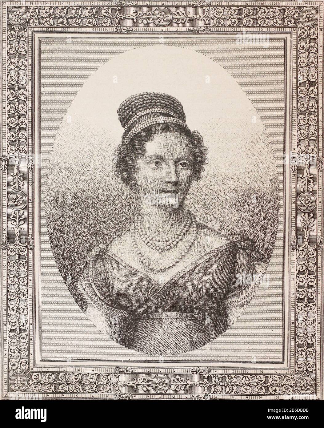 Grand Duchess Alexandra Fedorovna. Engraving of the 19th century. Stock Photo