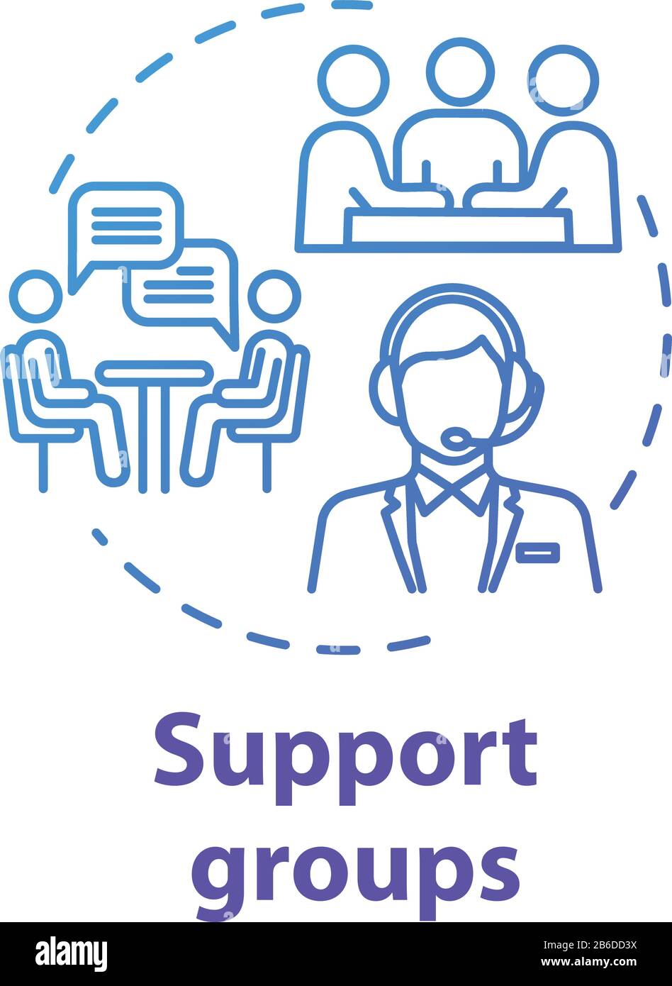 Support groups concept icon. Mutual help team. Psychological assistance