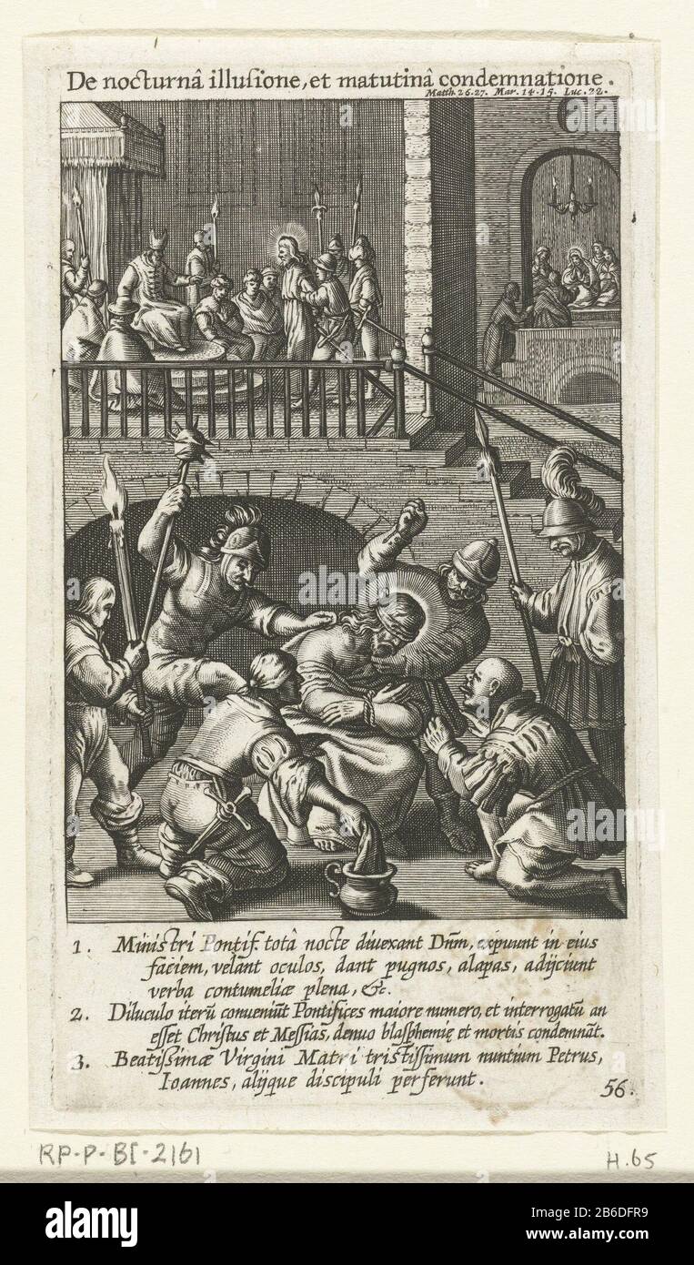 Bespotting van Christus en voor Kajafas Christ the illusion of night and  morning condemnation (titel op object) the passion and death of Jesus  Christ (serietitel) Dutch: IdentificatieTitel (s): Mockery of Christ and