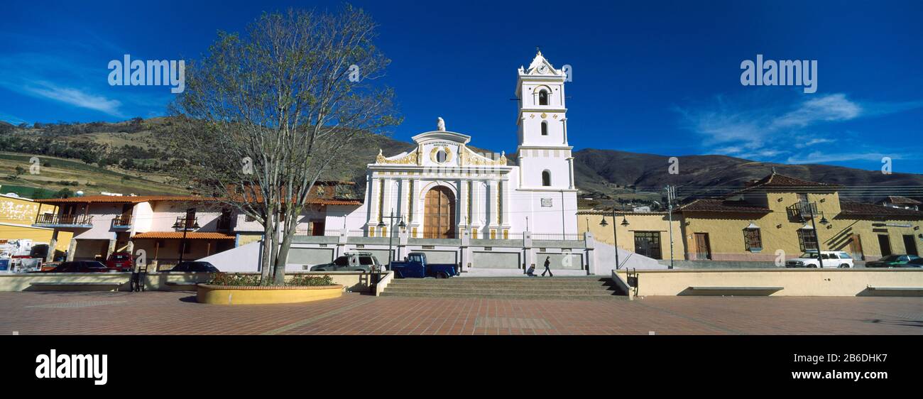 Church in a village, San Rafael De Mucuchies, Merida State, Andes, Venezuela Stock Photo