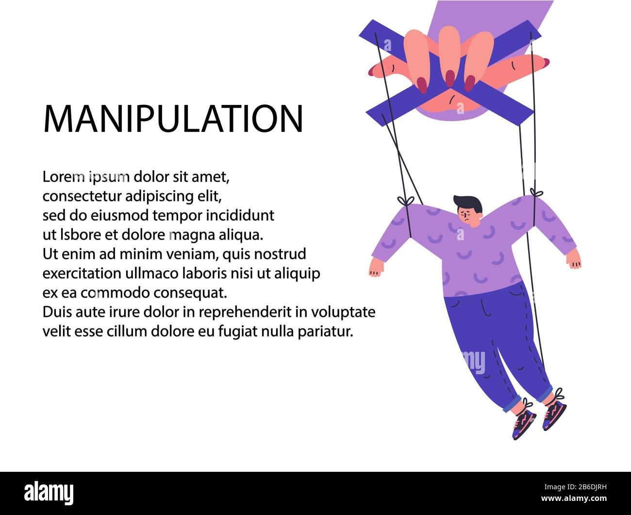 A woman manipulates and abuses a man.Template  Stock Vector