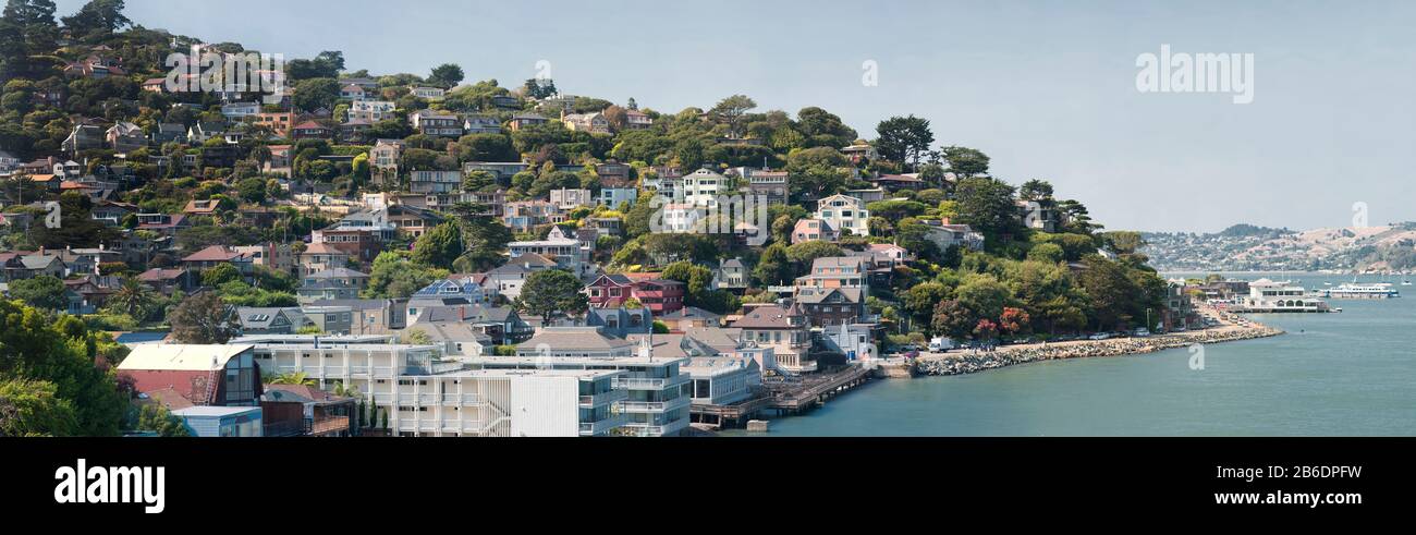 City at the waterfront, Sausalito, Marin County, California, USA Stock Photo