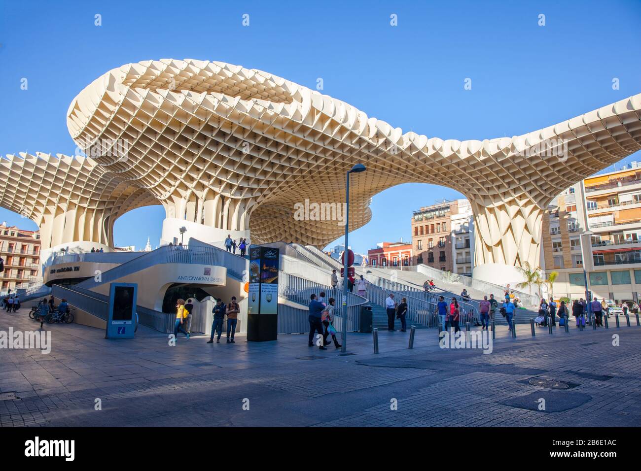 Metropol Parasol. Modern architecture on Plaza de la Encarnacion, Seville, Andalusia, Spain. Picture taken 23 march 2020. Stock Photo