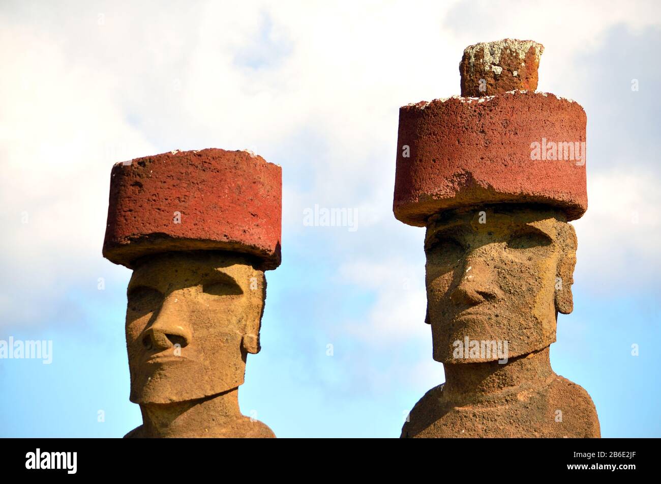 Easter Island, Anakena Beach Moais Stock Photo