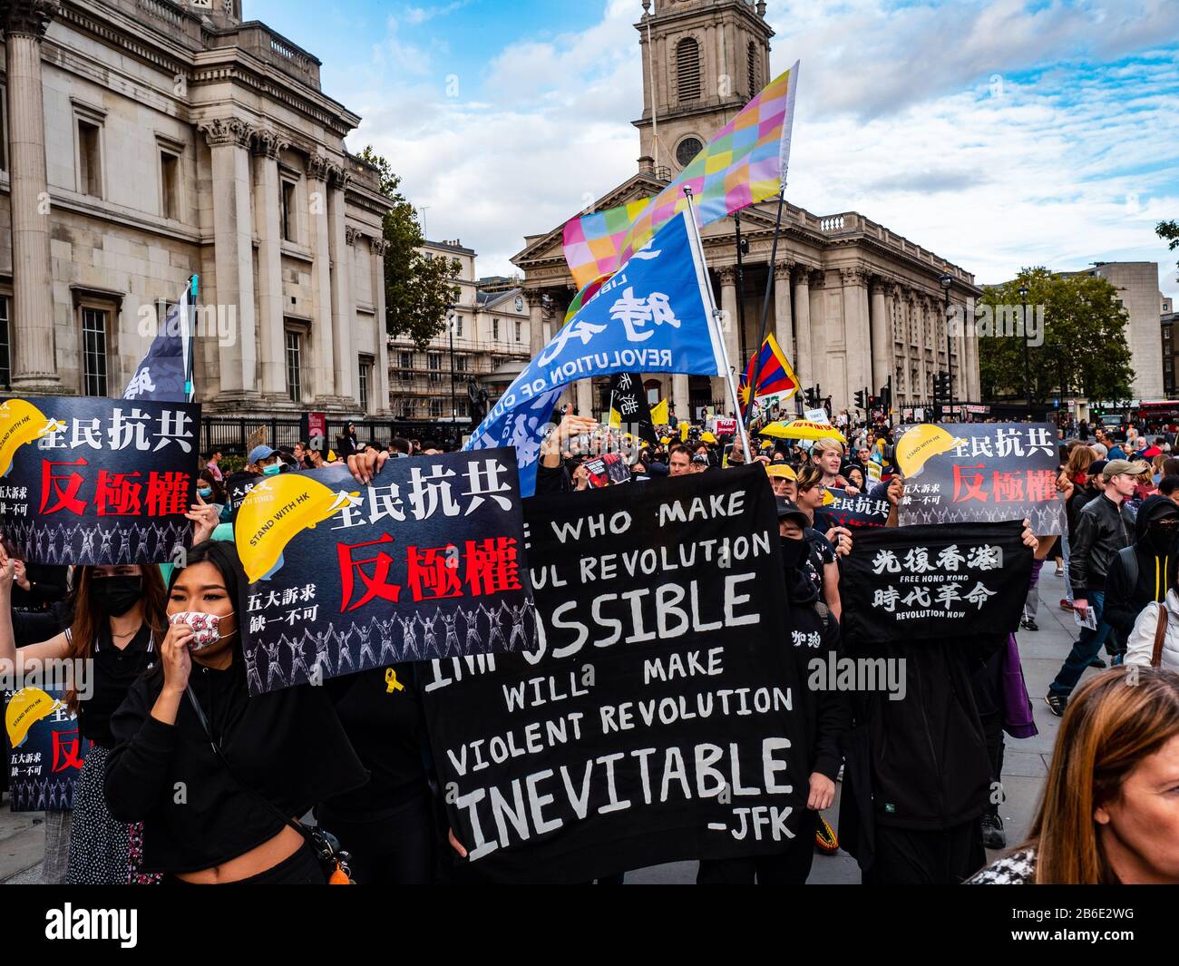 Pro-Hong Kong protesters in Trafalgar Square, London, UK Stock Photo