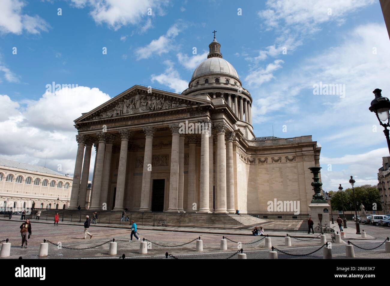 Low angle view of a building, Pantheon Paris, Paris Latin Quarter, 5th Arrondissement of Paris, Paris, Ile-de-France, France Stock Photo