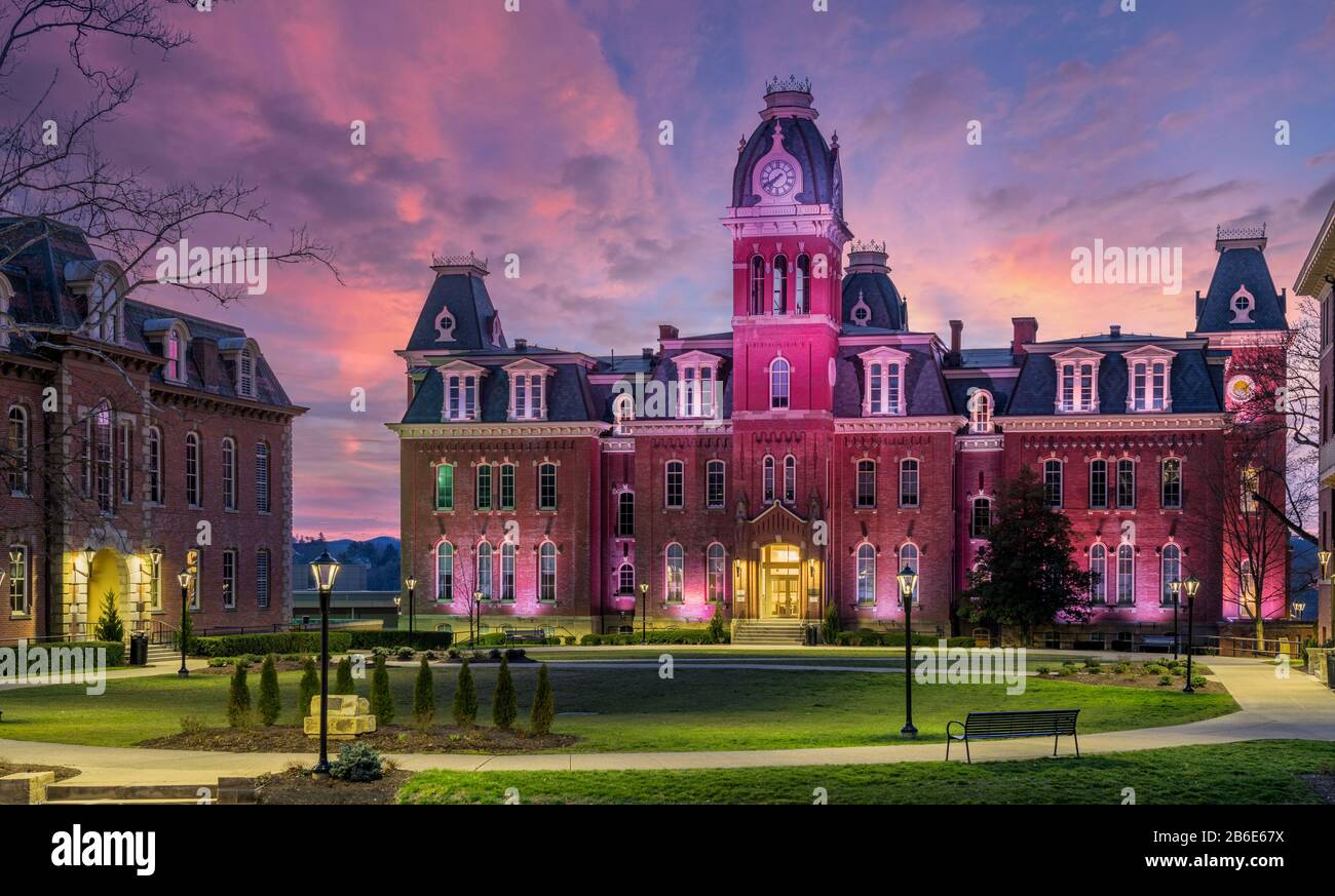 Dramatic image of Woodburn Hall at West Virginia University or WVU in ...