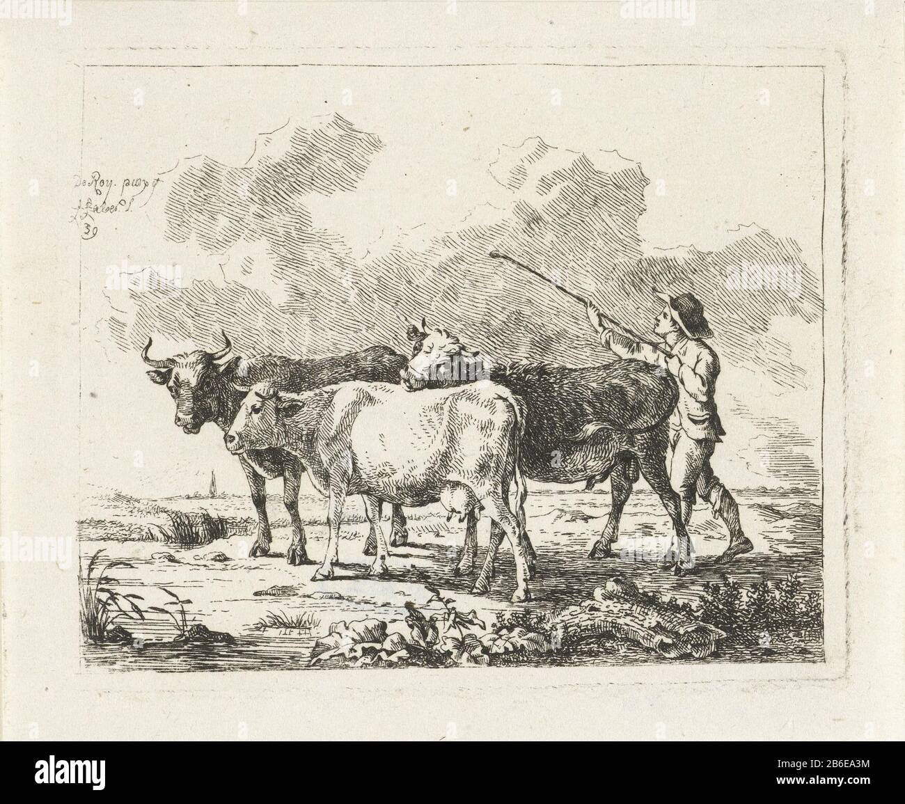 Boer With Three Cows Farmer With Three Cows Object Type Print