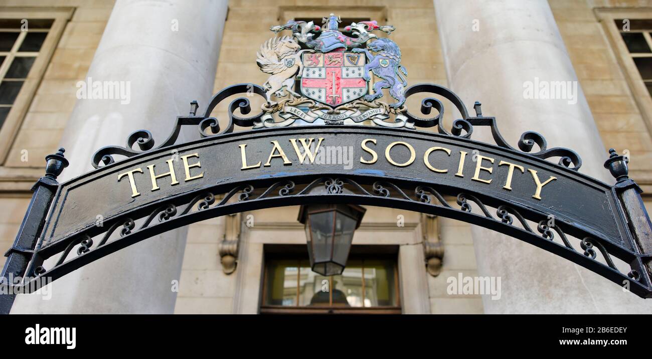 The Law Society sign, City of Westminster, London, England Stock Photo