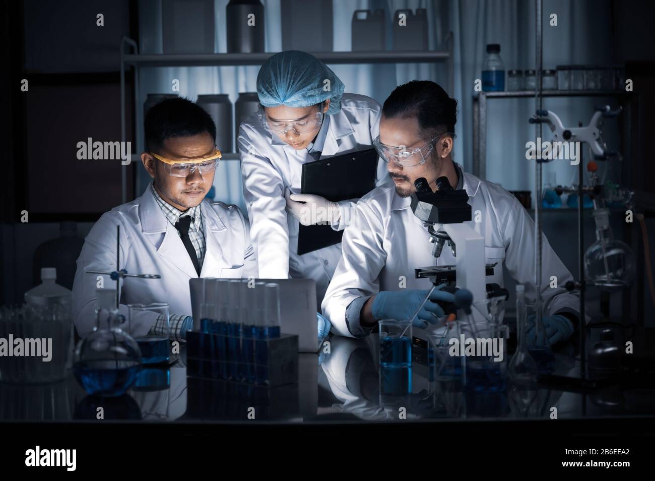 In a Modern Laboratory Scientists team Conduct Experiments, Consisting ...