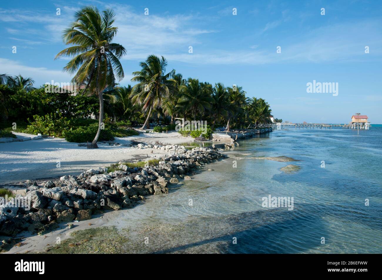 Shoreline, San Pedro, Ambergris Caye, Corozal District, Belize Stock