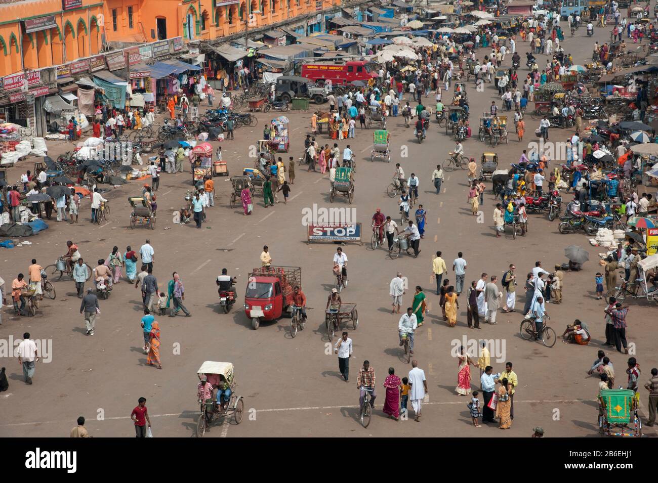 People at main street in front of the Jagannath Temple, Puri, Orissa, India Stock Photo