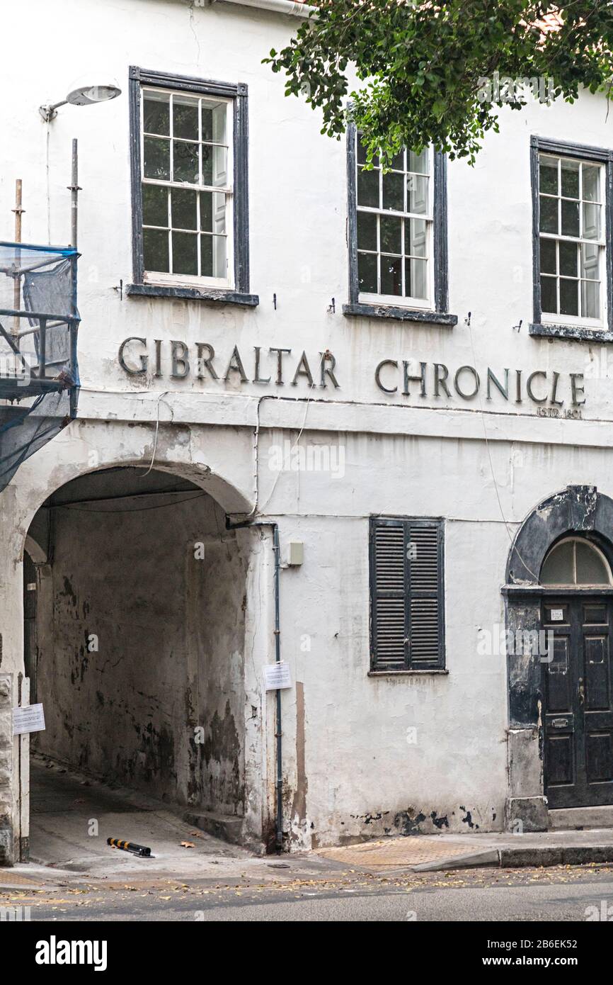 Gibraltar Chronicle newspaper offices, Gibraltar Stock Photo