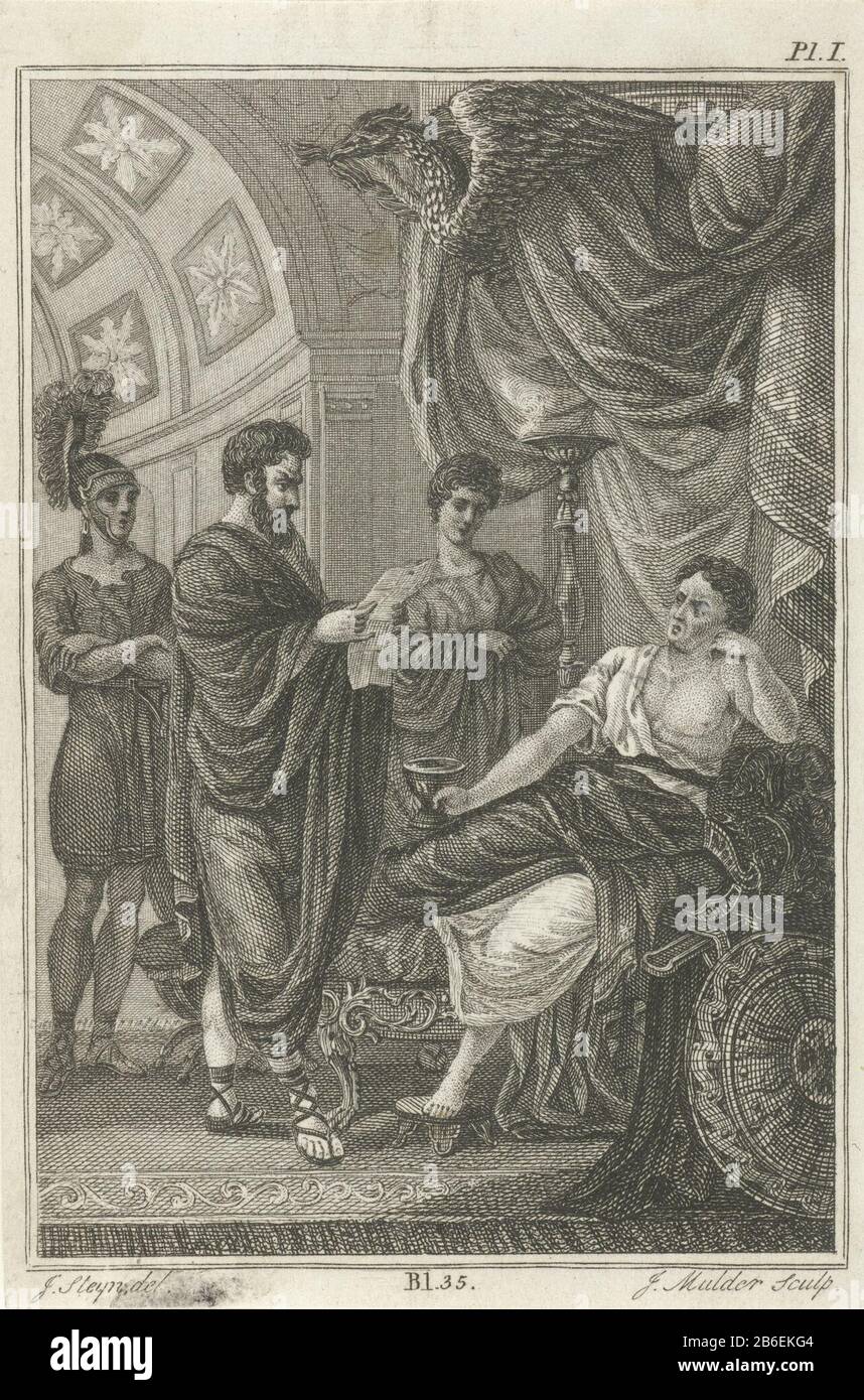 Messenger Reads Letter To Incumbent Monarch A Messenger Dressed In Gown Reading A Letter Under A Canopy To A Seated Frost In The Background Two Servants Right Pl I Middle Bl 35