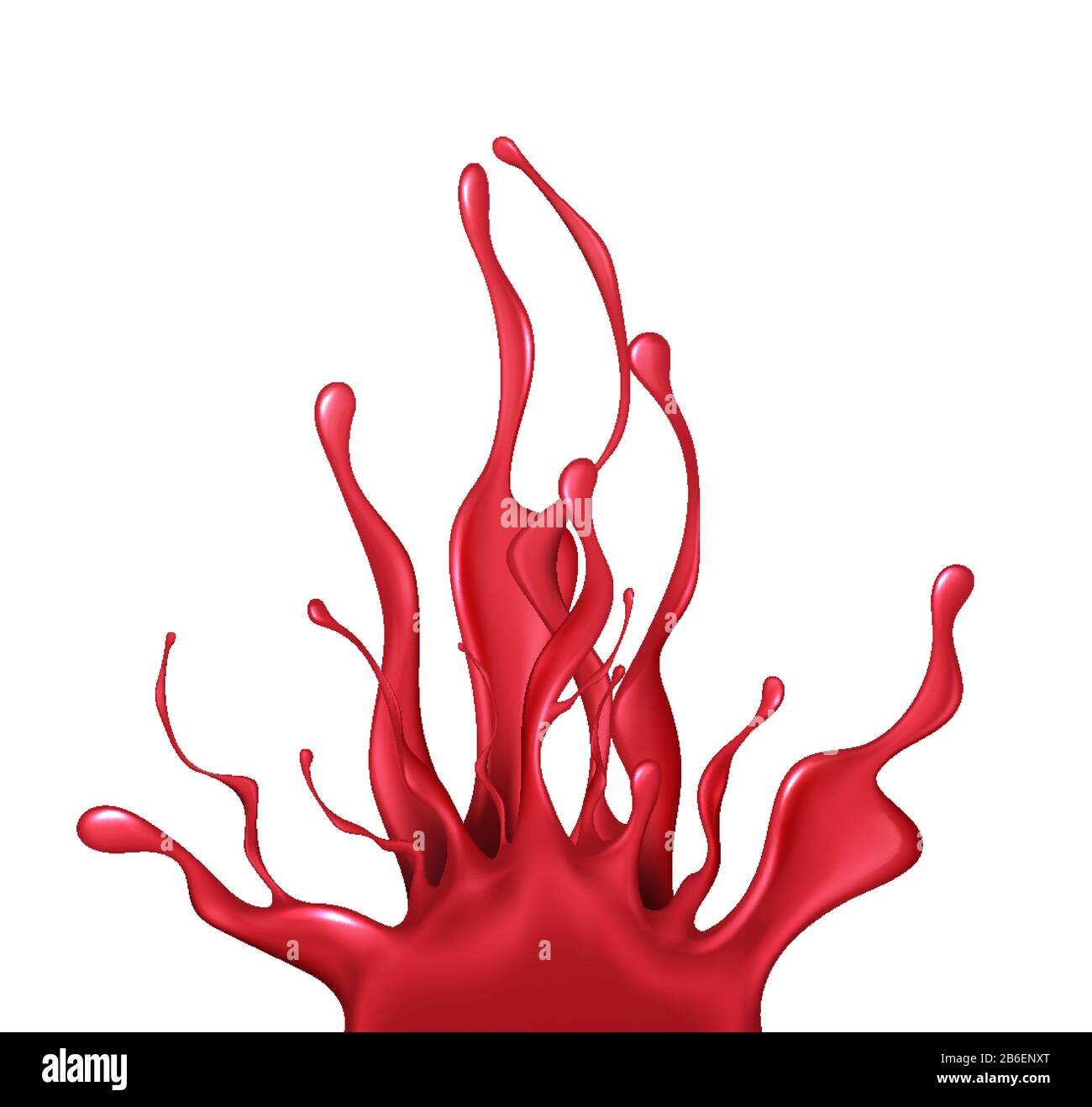 Realistic drips of red paint Isolated on a white background. Vector illustration Stock Vector