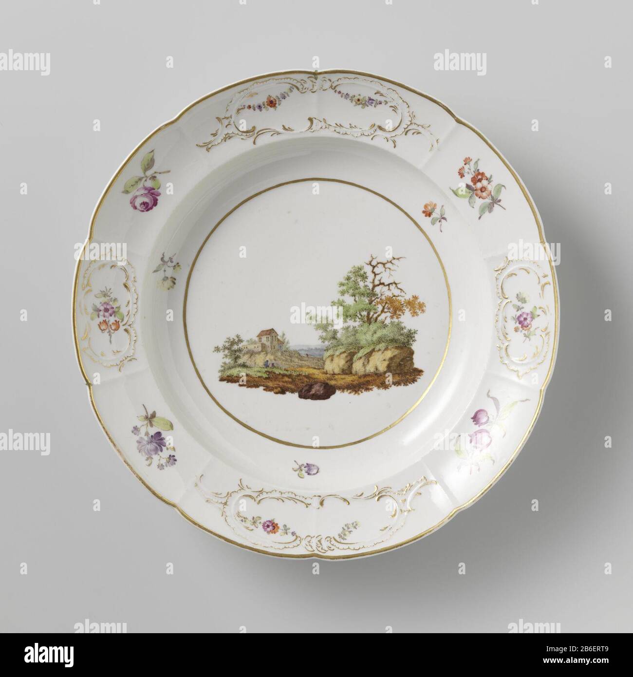 Wonderlijk Plate with a landscape and flower boxes in branches Bord van YW-97