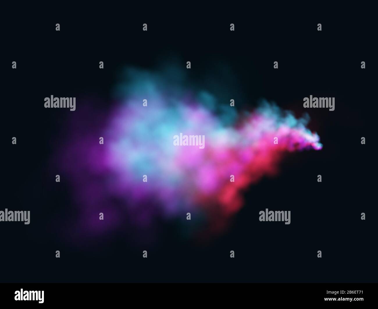 Realistic colored blue, purple and pink smoke on a black background ...