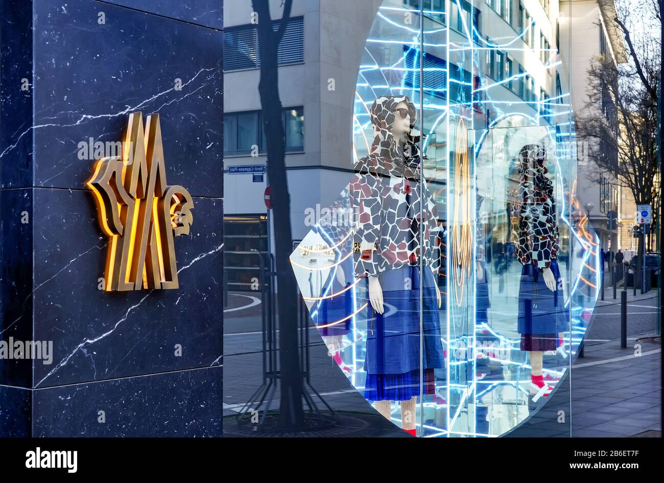 Frankfurt,Germany, 03/01/2020: Shop window with ltrademark of Moncler in  the city centre of Frankfurt am Main Stock Photo - Alamy