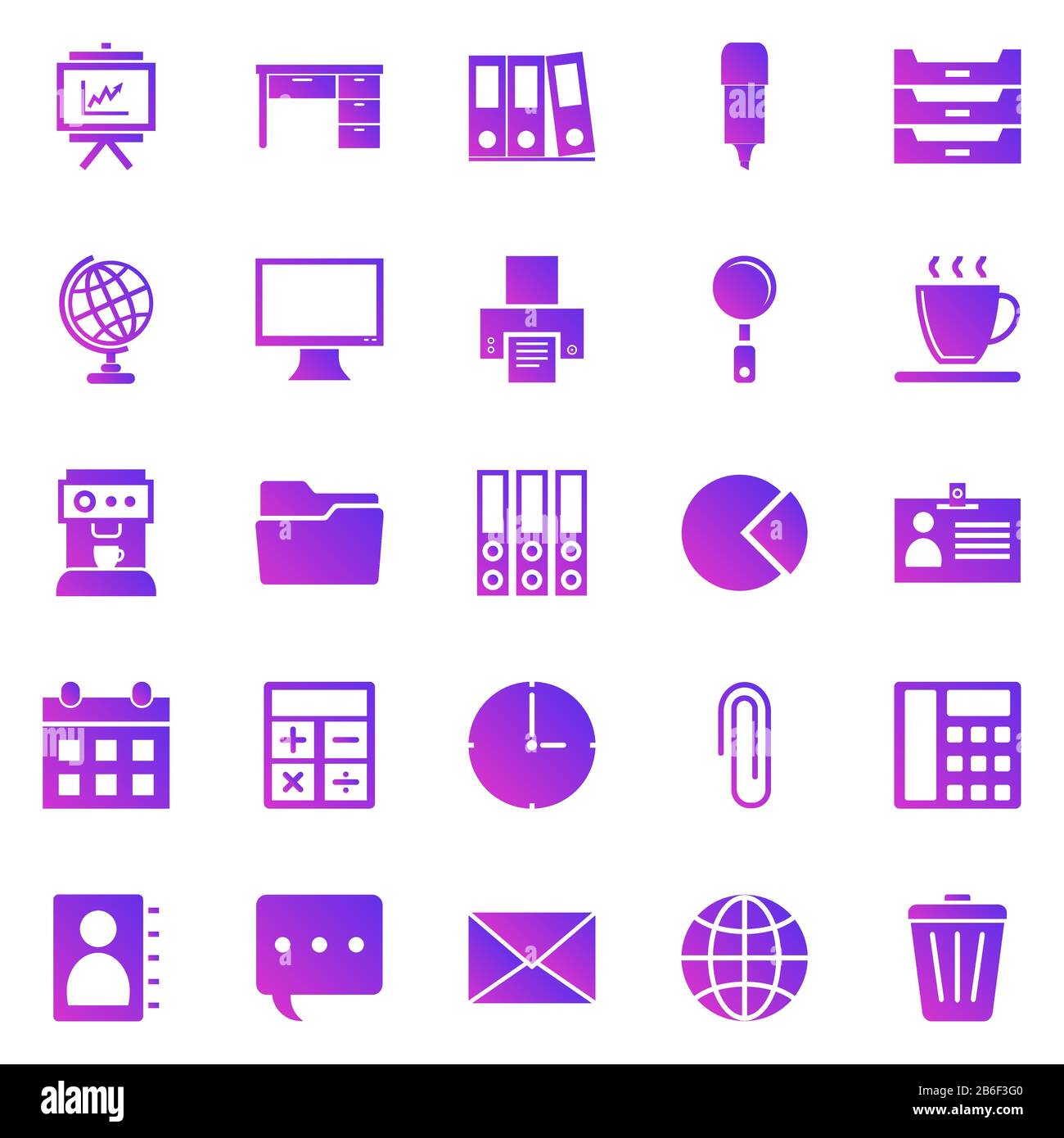 Office gradient icons on white background, stock vector Stock Vector ...