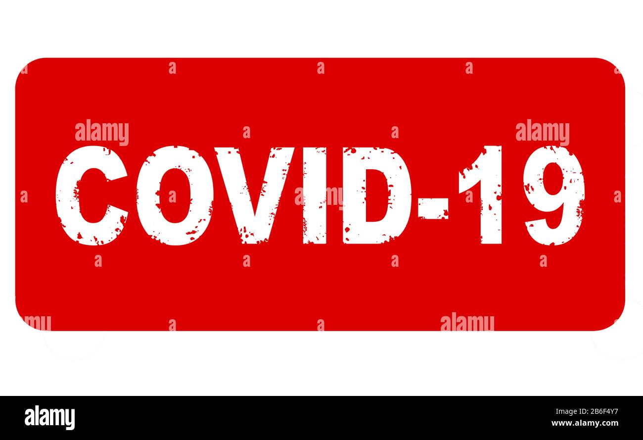 COVID-19 coronavirus stamp banner isolated on white background. Novel corona virus outbreak in China, the spread of infection in the World. COVID-19 d Stock Photo